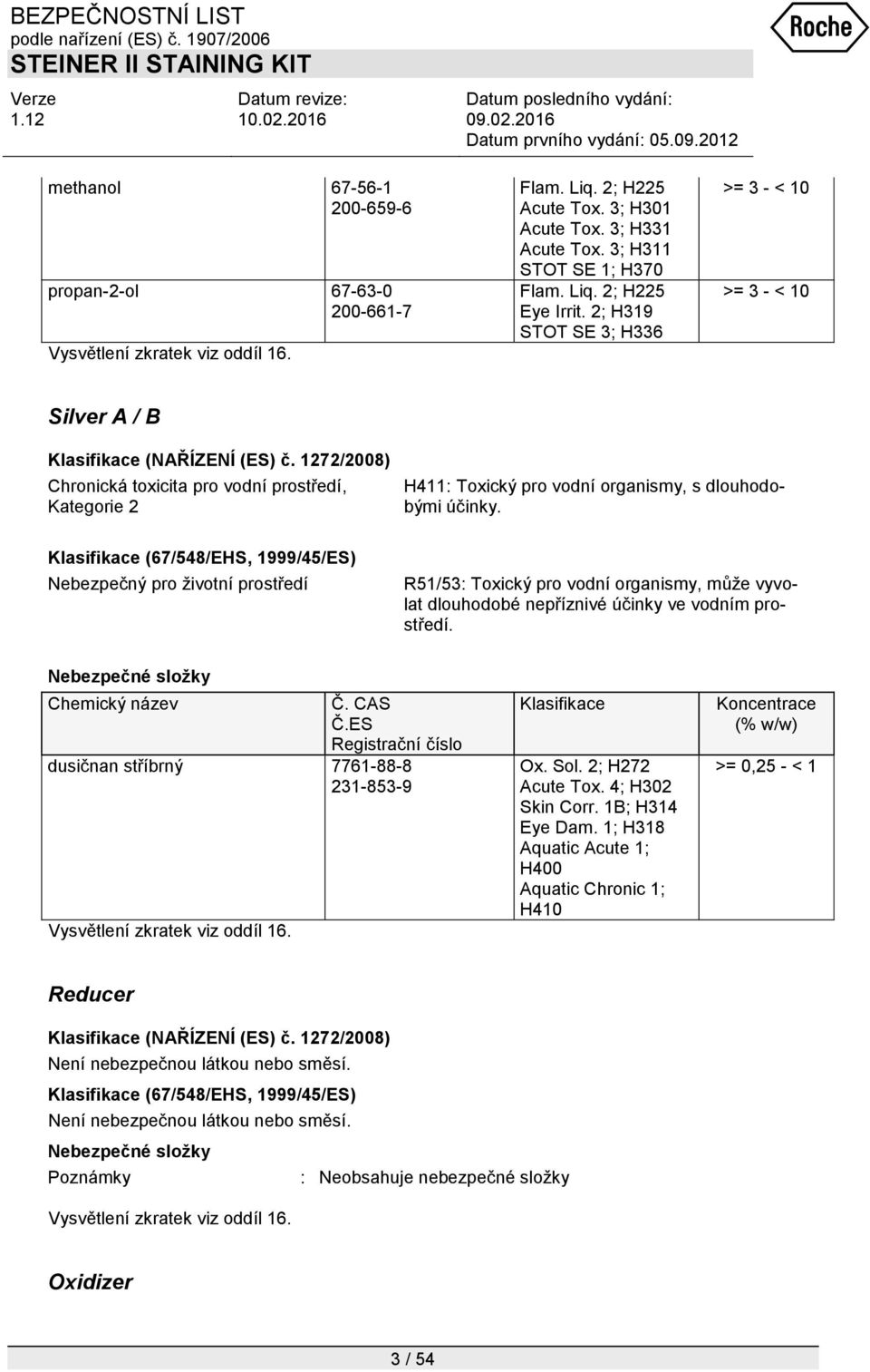 1272/2008) Chronická toxicita pro vodní prostředí, Kategorie 2 H411: Toxický pro vodní organismy, s dlouhodobými účinky.