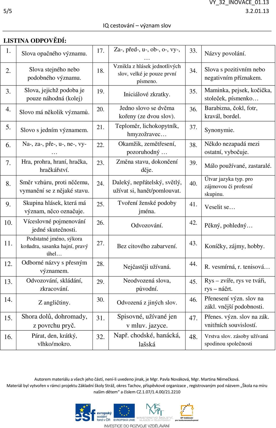 Skupina hlásek, která má význam, něco označuje. 10. Víceslovné pojmenování jedné skutečnosti. 11. Podstatné jméno, sýkora koňadra, sasanka hajní, pravý úhel 12. Odborné názvy s přesným významem. 13.