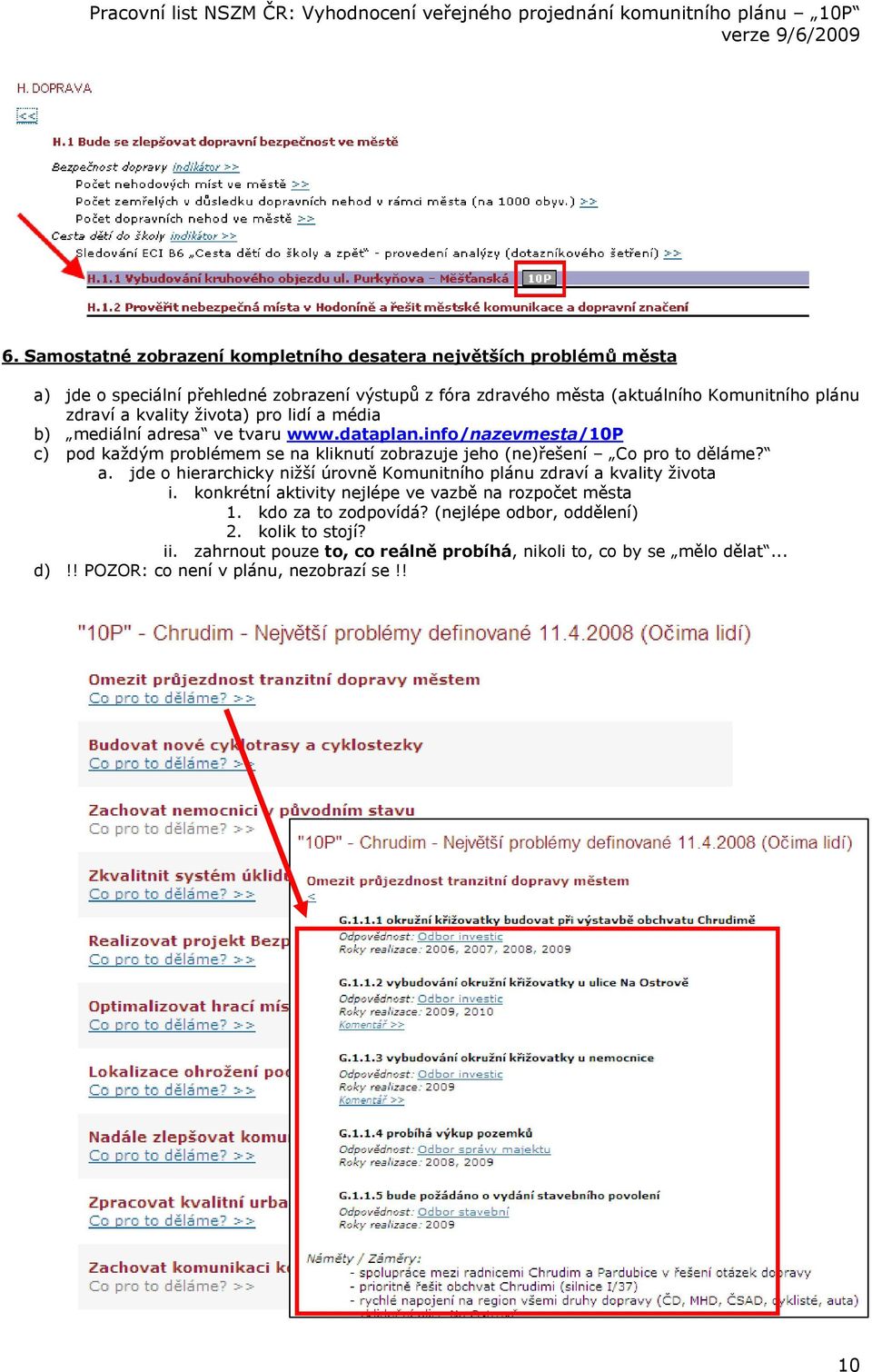 info/nazevmesta/10p c) pod každým problémem se na kliknutí zobrazuje jeho (ne)řešení Co pro to děláme? a.