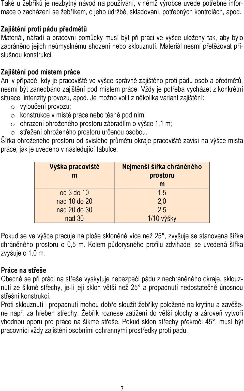 Materiál nesmí přetěžovat příslušnou konstrukci.