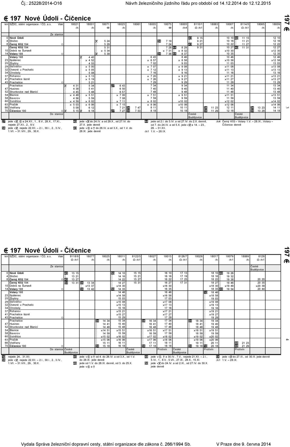 Vlak 18021 18001 18071 18023 18061 18003 0 Nové Údolí 0%) 9 15 10 10 07) 11 15 12 10 4 Stožec /) 5 24 %0) 7 19 1) 9 21 10 16 1) 11 21 12 16 8 Černý Kříž 194 4 1) 5 29 1) 7 24 0%) 9 27 10 22 1) 11 27