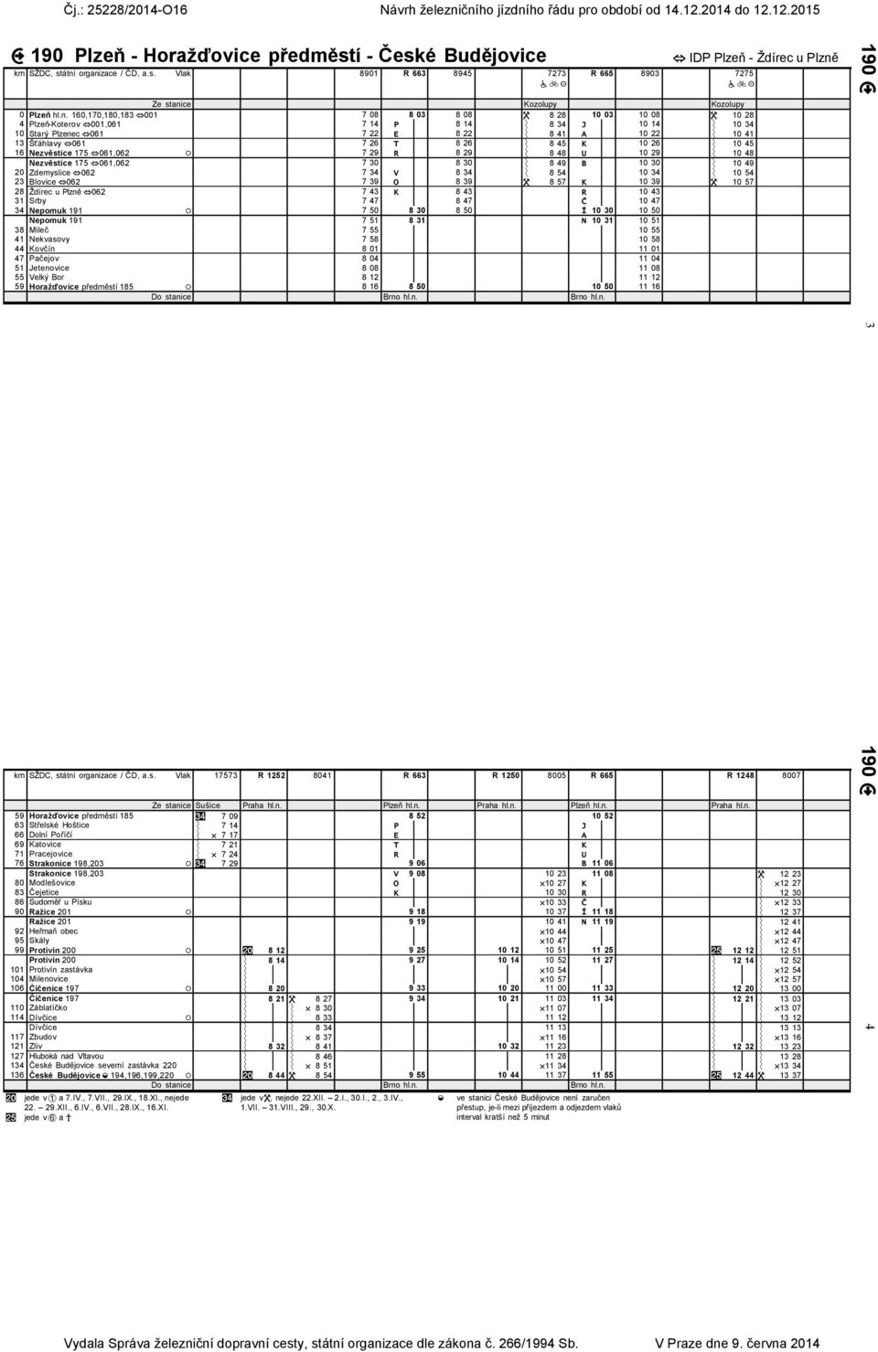 ) 10 28 4 Plzeň-Koterov 001061 7 14 P 200 8 14 1) 8 34 J 200 10 14 1) 10 34 10 Starý Plzenec 061 7 22 E 200 8 22 1) 8 41 A 200 10 22 1) 10 41 13 Šťáhlavy 061 7 26 T 200 8 26 1) 8 45 K 200 10 26 1) 10