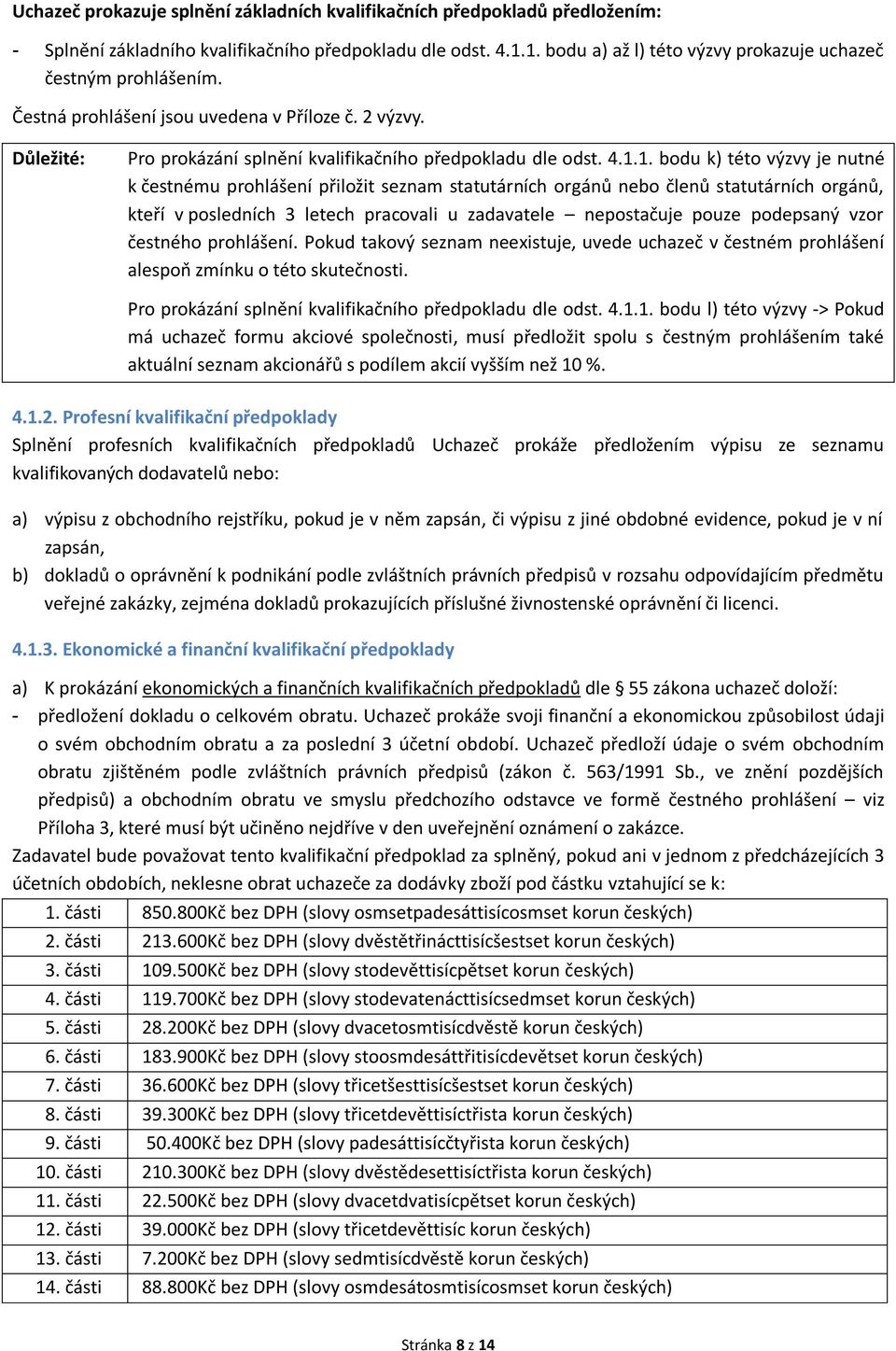 bodu k) této výzvy je nutné k čestnému prohlášení přiložit seznam statutárních orgánů nebo členů statutárních orgánů, kteří v posledních 3 letech pracovali u zadavatele nepostačuje pouze podepsaný