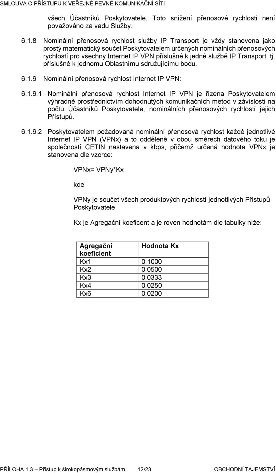 jedné službě IP Transport, tj. příslušné k jednomu Oblastnímu sdružujícímu bodu. 6.1.9 