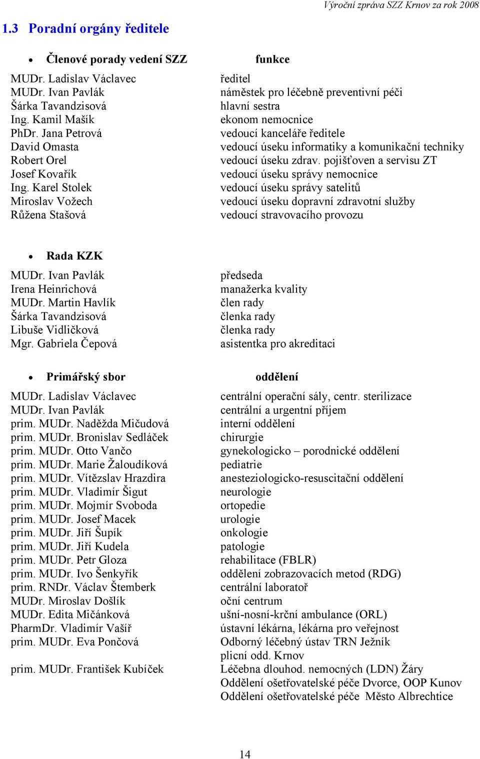 pojišťoven a servisu ZT Josef Kovařík vedoucí úseku správy nemocnice Ing.