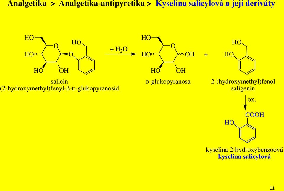 (2-hydroxymethyl)fenyl-ß-D-glukopyranosid H H D-glukopyranosa