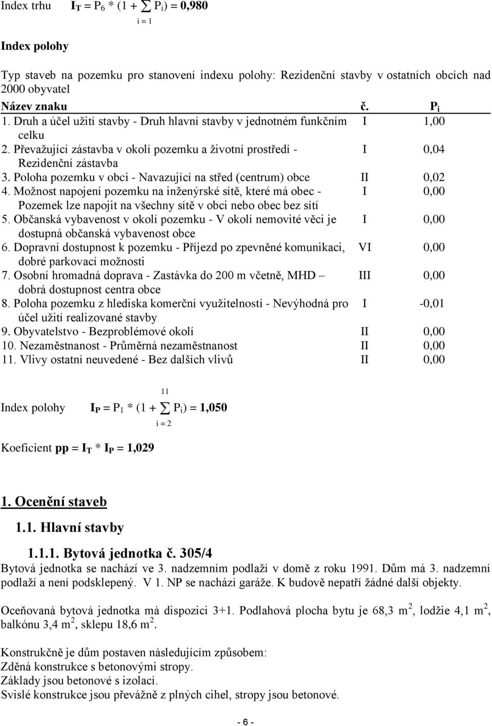 Poloha pozemku v obci - Navazující na střed (centrum) obce II 0,02 4.