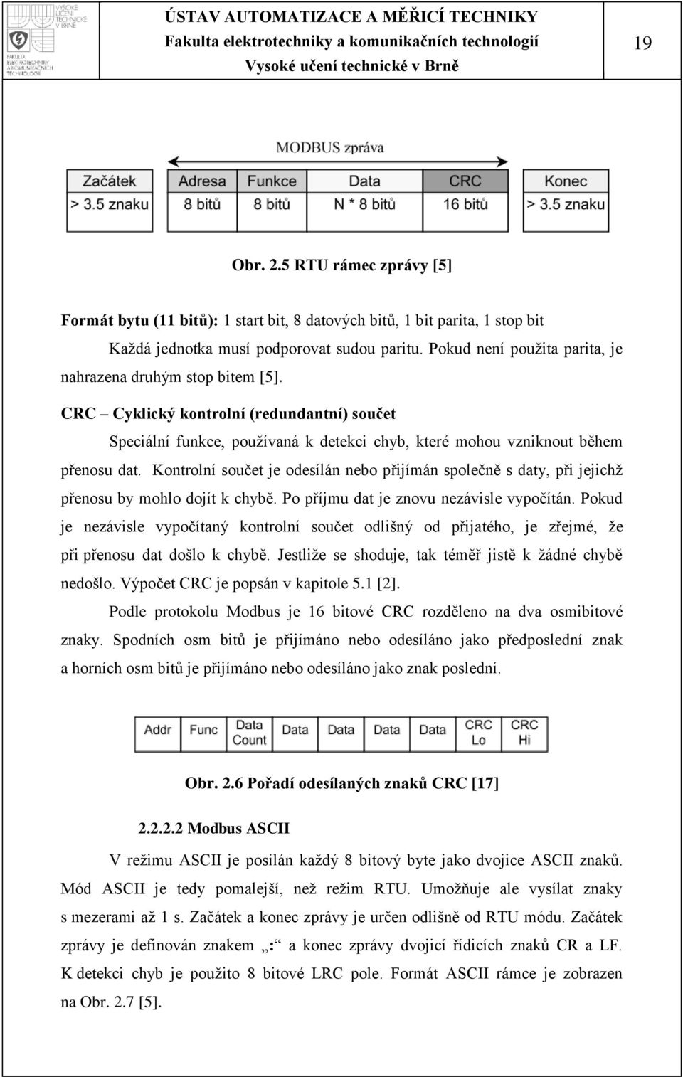 Kontrolní součet je odesílán nebo přijímán společně s daty, při jejichţ přenosu by mohlo dojít k chybě. Po příjmu dat je znovu nezávisle vypočítán.