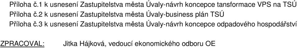 TSÚ 2 k usnesení Zastupitelstva města Úvaly-business plán TSÚ 3 k usnesení