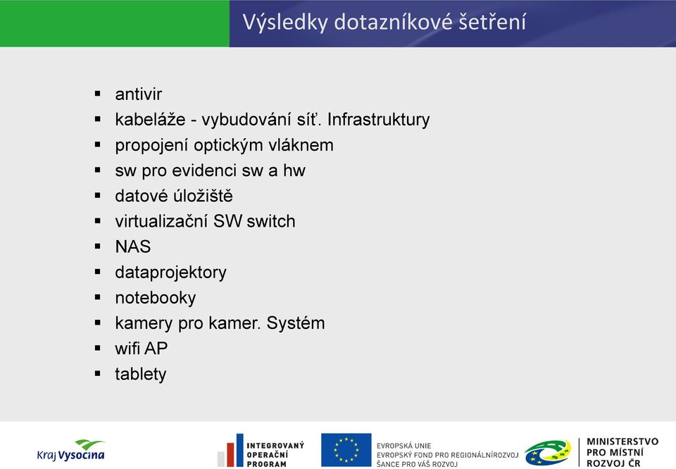 evidenci sw a hw datové úložiště virtualizační SW switch