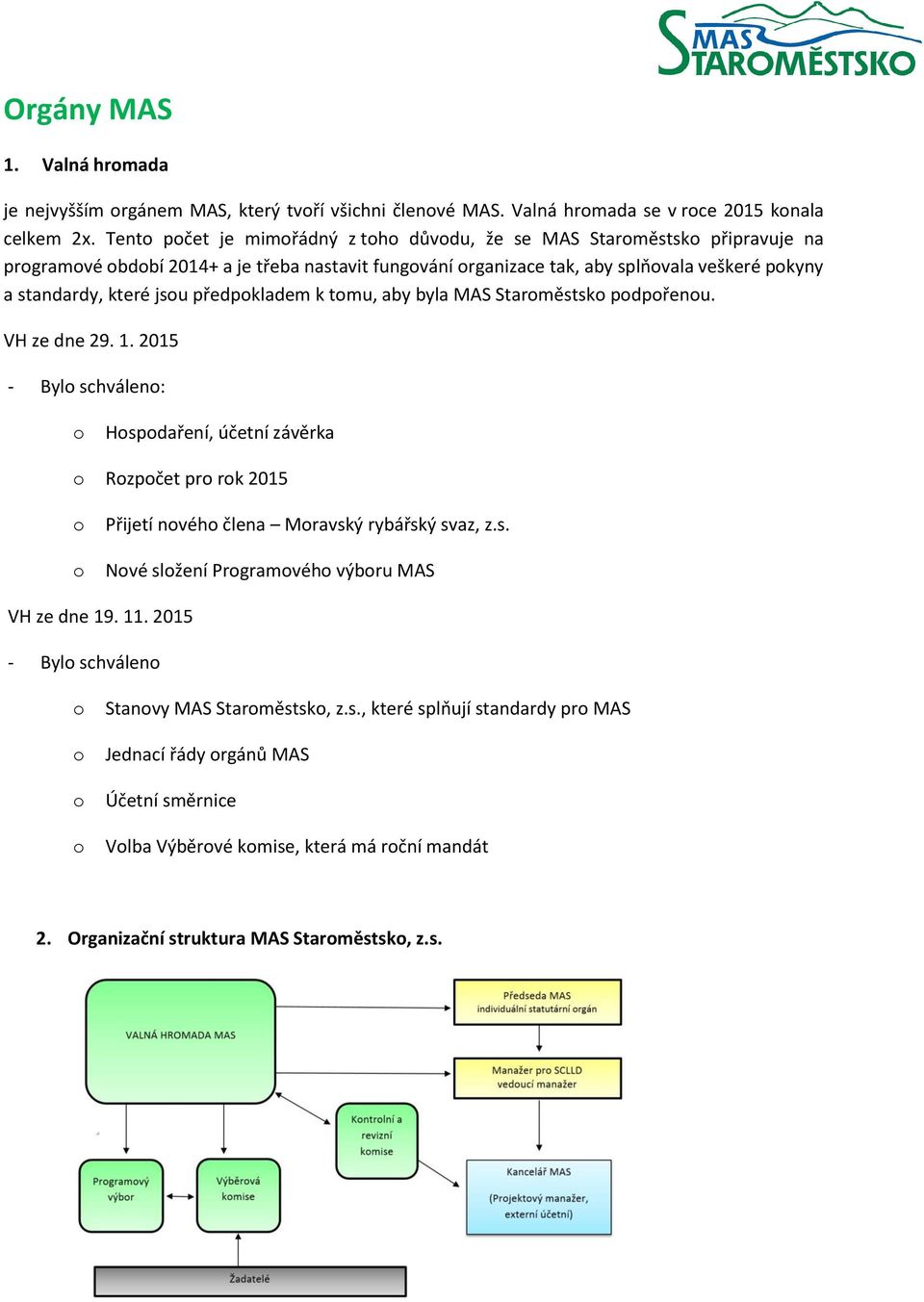 předpkladem k tmu, aby byla MAS Starměstsk pdpřenu. VH ze dne 29. 1. 2015 - Byl schválen: Hspdaření, účetní závěrka Rzpčet pr rk 2015 Přijetí nvéh člena Mravský rybářský svaz, z.s. Nvé slžení Prgramvéh výbru MAS VH ze dne 19.