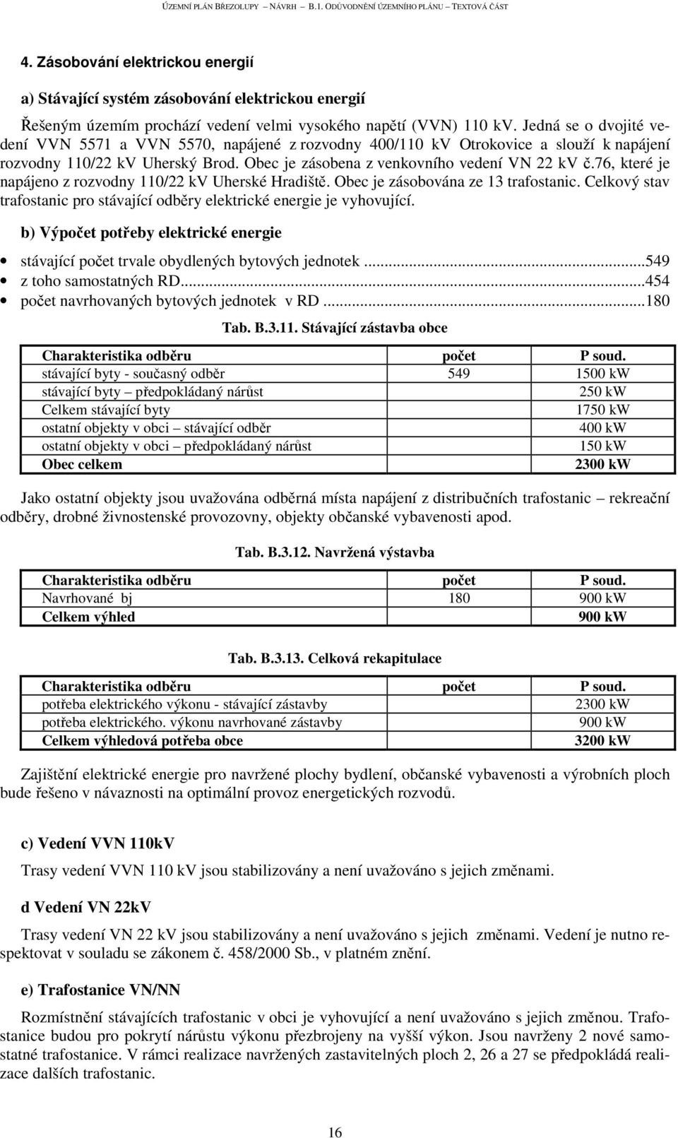 76, které je napájeno z rozvodny 110/22 kv Uherské Hradiště. Obec je zásobována ze 13 trafostanic. Celkový stav trafostanic pro stávající odběry elektrické energie je vyhovující.