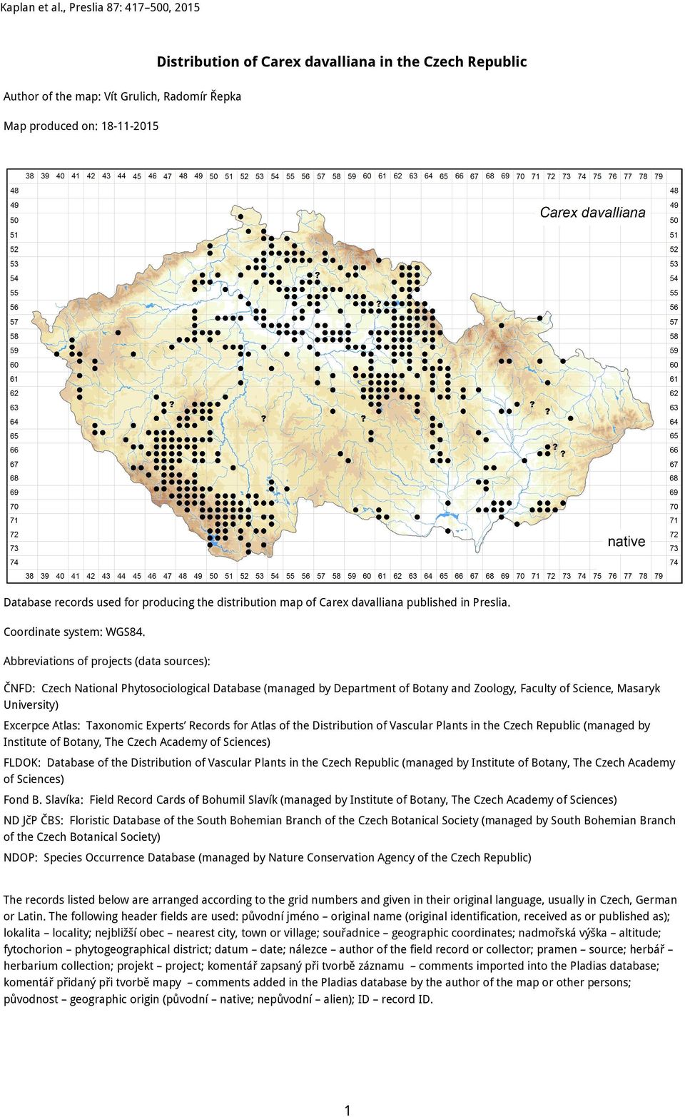 Abbreviations of projects (data sources): ČNFD: Czech National Phytosociological Database (managed by Department of Botany and Zoology, Faculty of Science, Masaryk University) Excerpce Atlas: