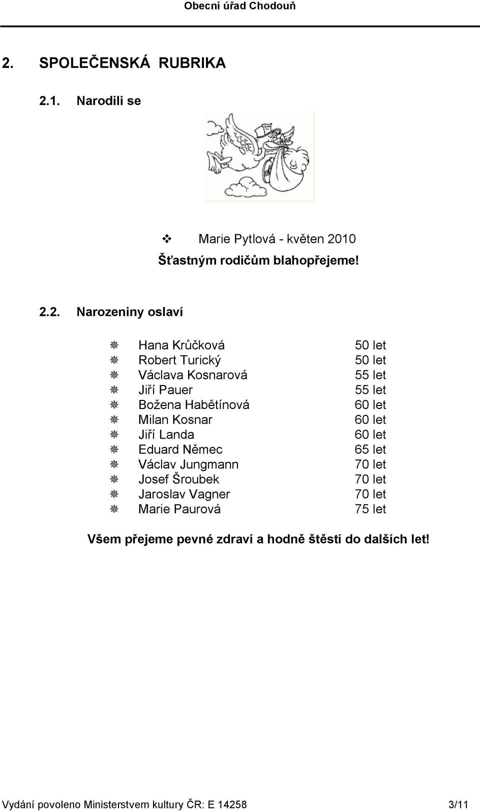 Jiří Landa Eduard Němec Václav Jungmann Josef Šroubek Jaroslav Vagner Marie Paurová 50 let 50 let 55 let 55