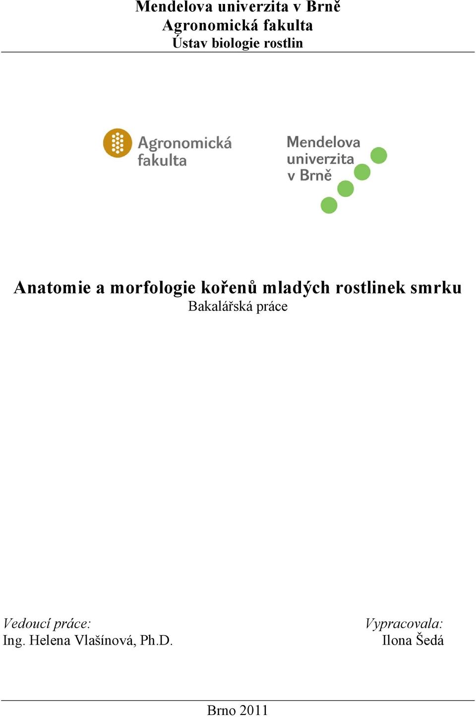 rostlinek smrku Bakalářská práce Vedoucí práce: Ing.