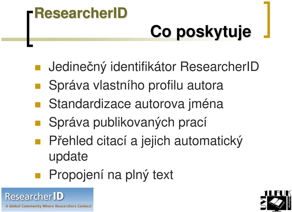 Standardizace autorova jména Správa publikovaných