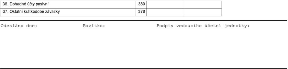 závazky 378 Odesláno dne