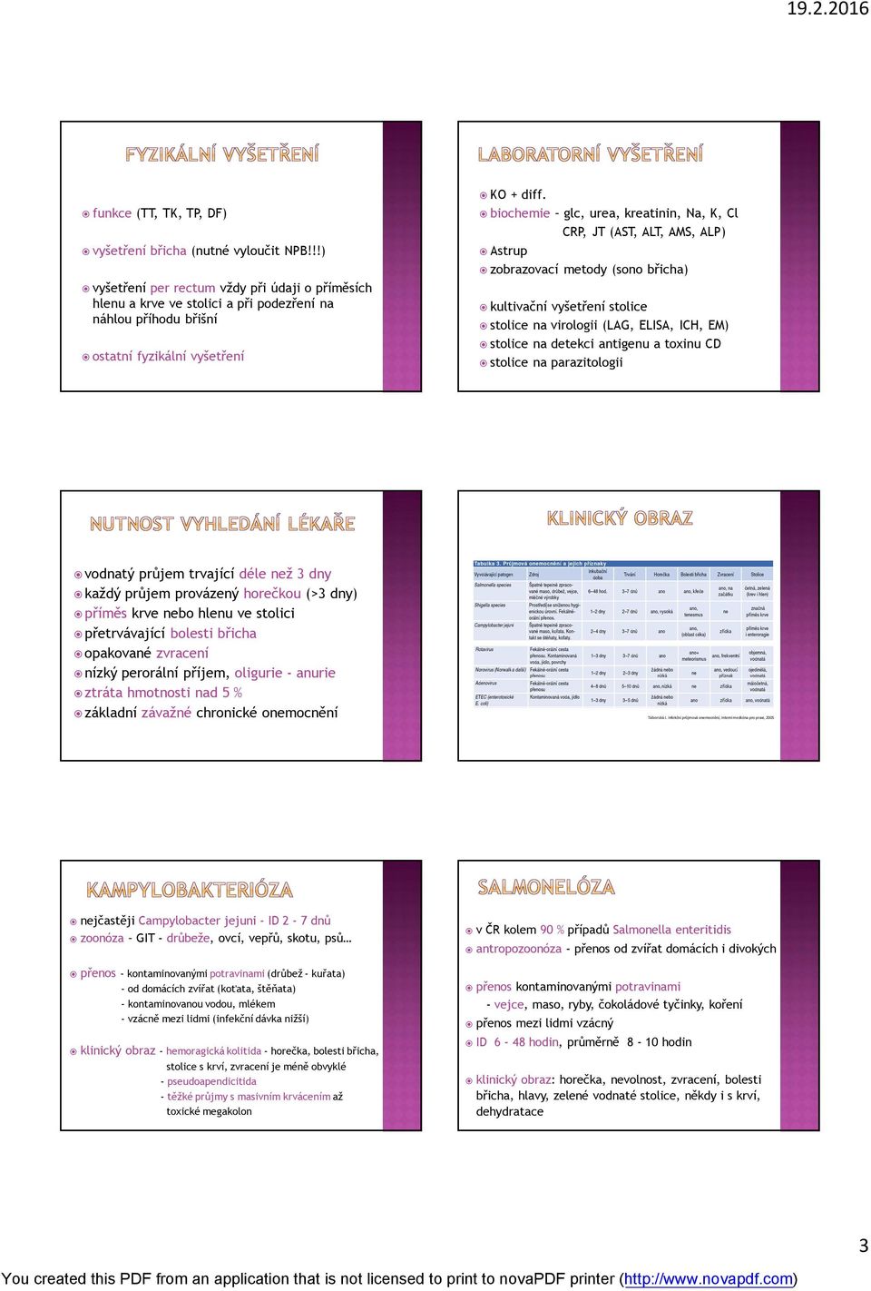 biochemie glc, urea, kreatinin, Na, K, Cl CRP, JT (AST, ALT, AMS, ALP) Astrup zobrazovací metody (sono břicha) kultivační vyšetření stolice stolice na virologii (LAG, ELISA, ICH, EM) stolice na