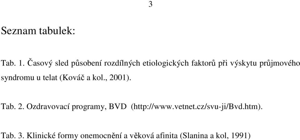 průjmového syndromu u telat (Kováč a kol., 20