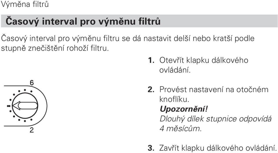 Otevřít klapku dálkového ovládání. 2. Provést nastavení na otočném knoflíku.