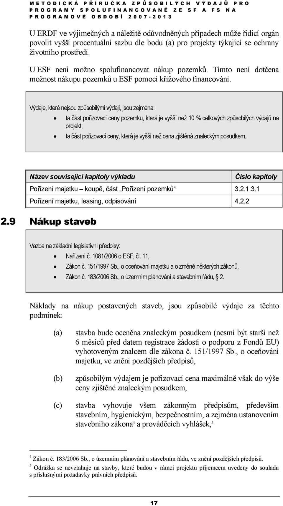 Výdaje, které nejsou způsobilými výdaji, jsou zejména: ta část pořizovací ceny pozemku, která je vyšší než 10 % celkových způsobilých výdajů na projekt, ta část pořizovací ceny, která je vyšší než