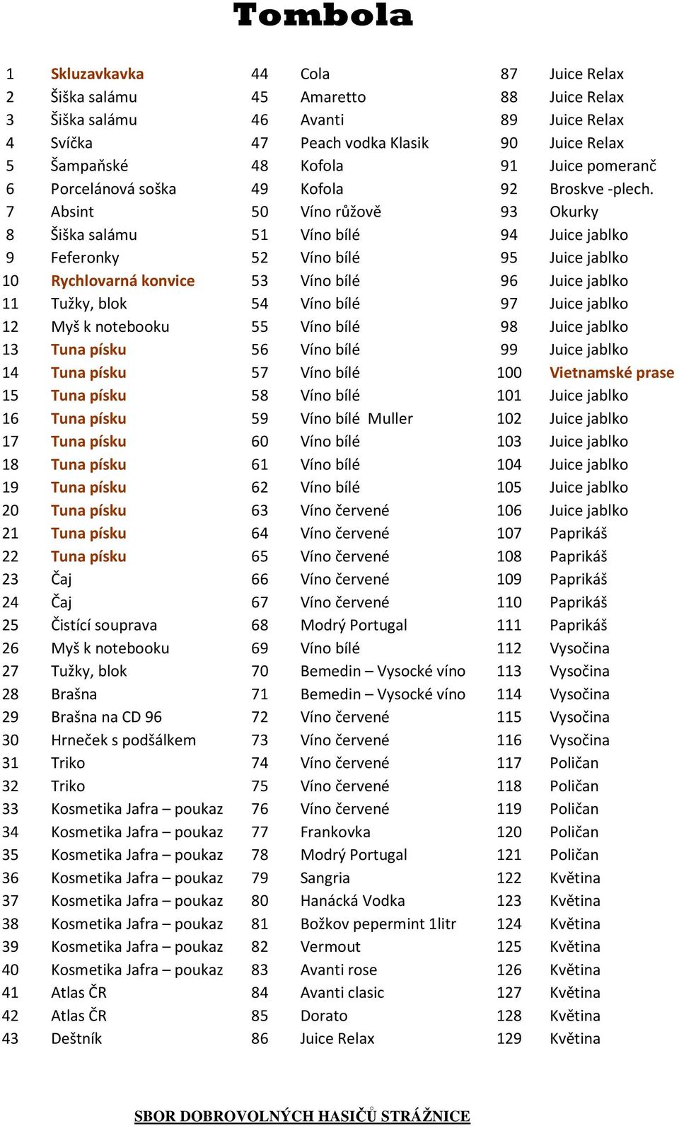 28 Brašna 29 Brašna na CD 96 30 Hrneček s podšálkem 31 Triko 32 Triko 33 Kosmetika Jafra poukaz 34 Kosmetika Jafra poukaz 35 Kosmetika Jafra poukaz 36 Kosmetika Jafra poukaz 37 Kosmetika Jafra poukaz