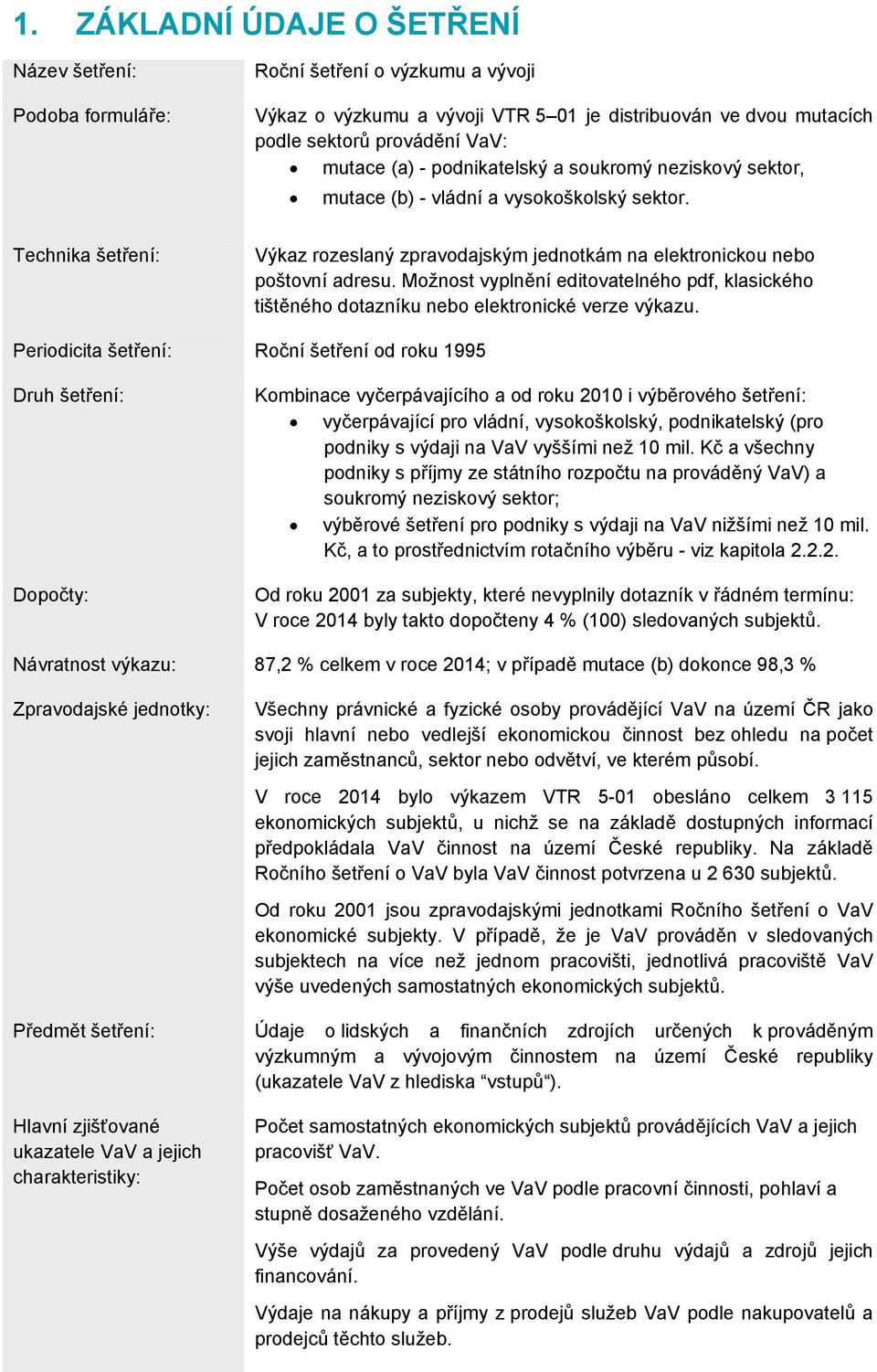 Možnost vyplnění editovatelného pdf, klasického tištěného dotazníku nebo elektronické verze výkazu.