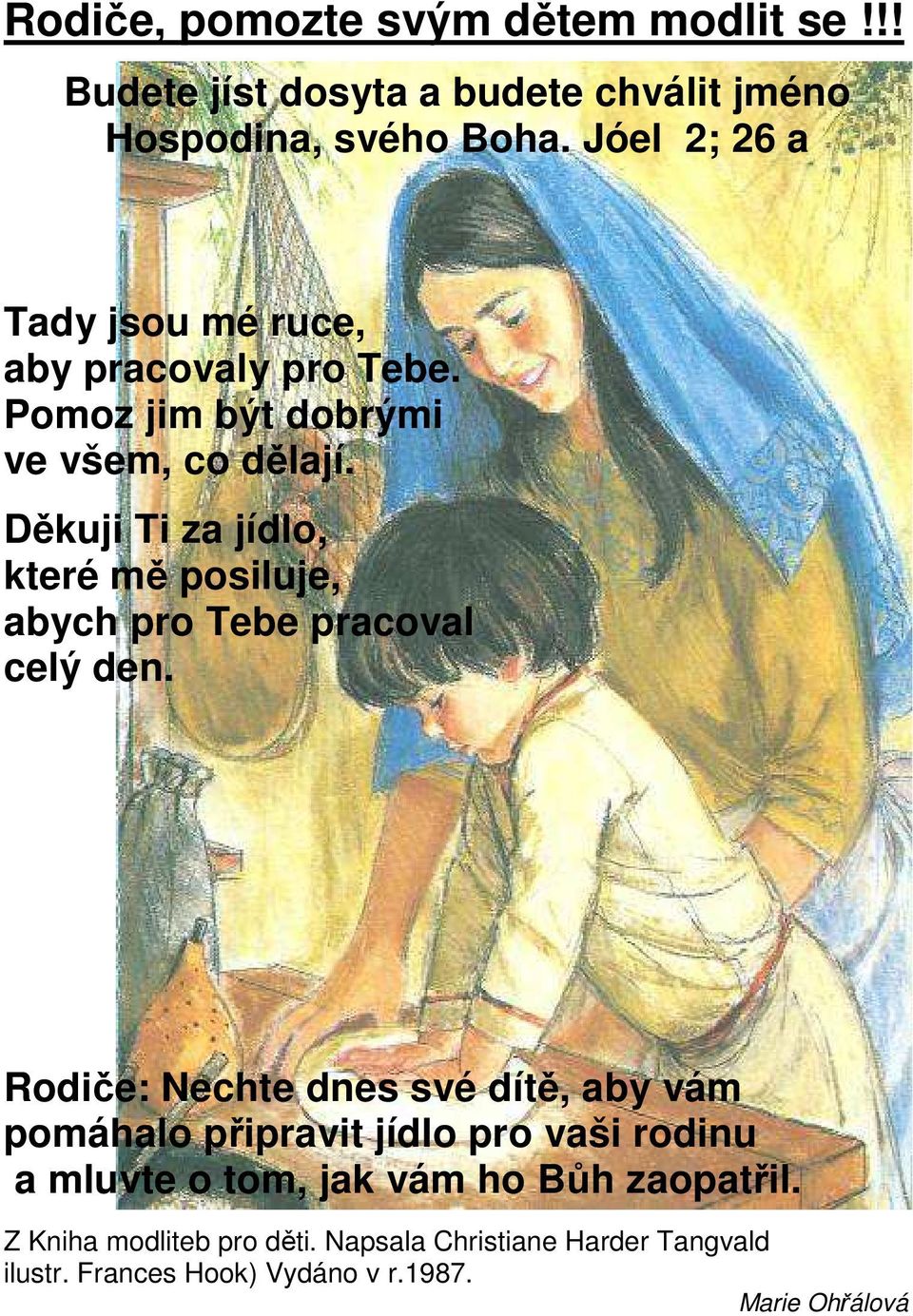 Děkuji Ti za jídlo, které mě posiluje, abych pro Tebe pracoval celý den.