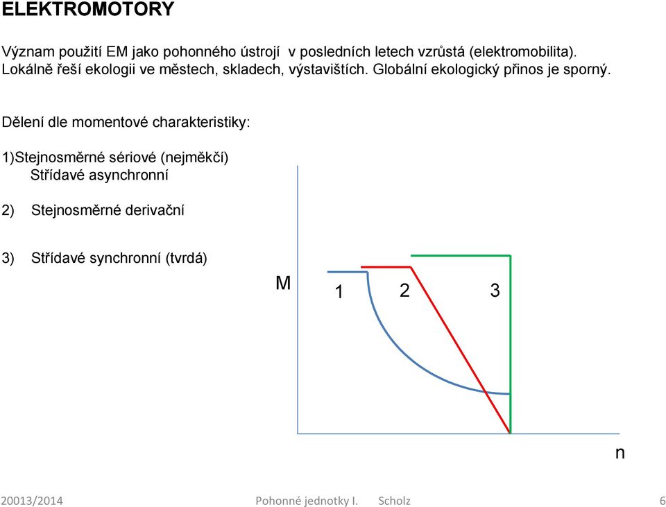 Dělení dle momentové charakteritiky: 1)Stejnoměrné ériové (nejměkčí) Střídavé aynchronní 2)