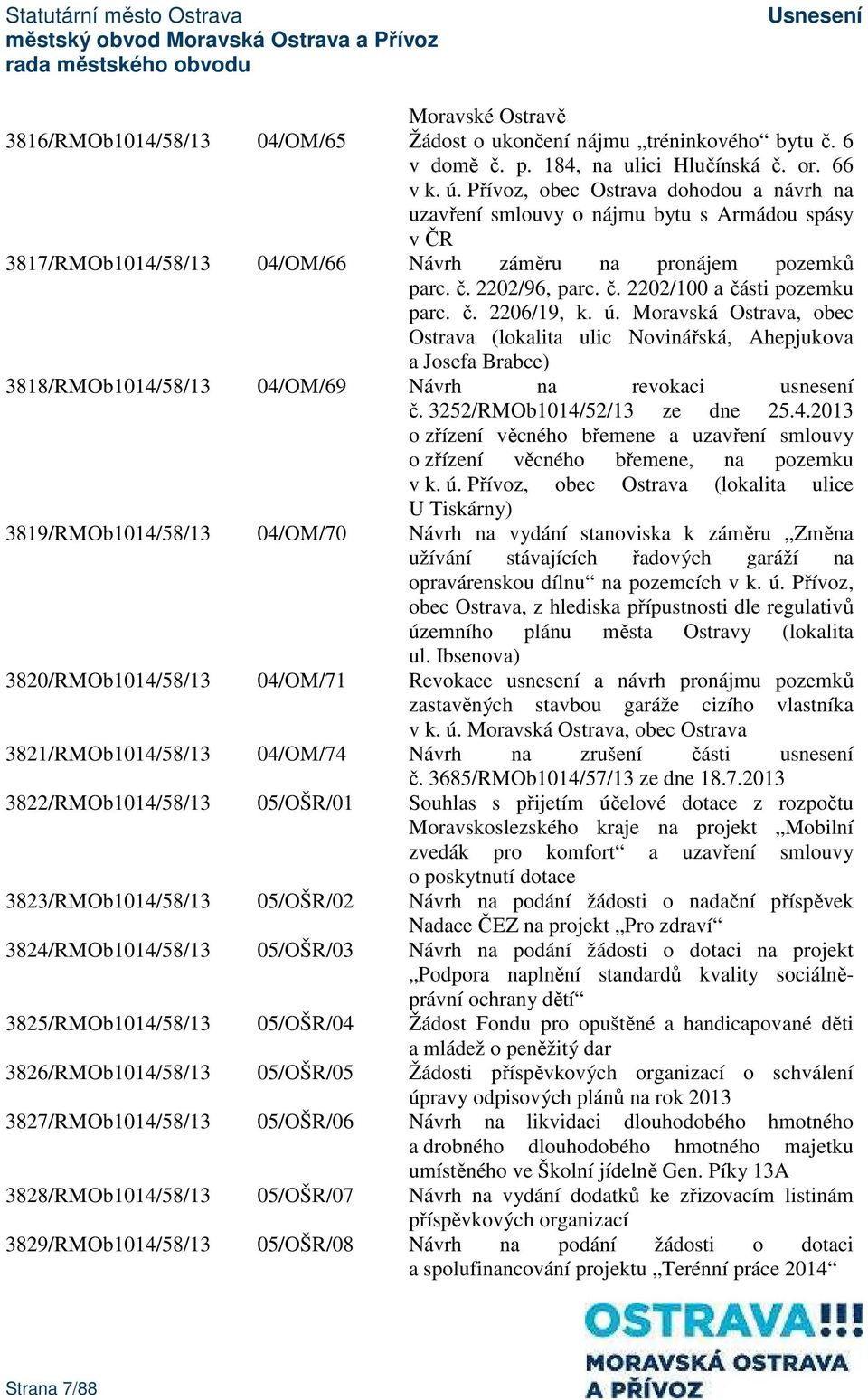 č. 2206/19, k. ú. Moravská Ostrava, obec Ostrava (lokalita ulic Novinářská, Ahepjukova a Josefa Brabce) 3818/RMOb1014/