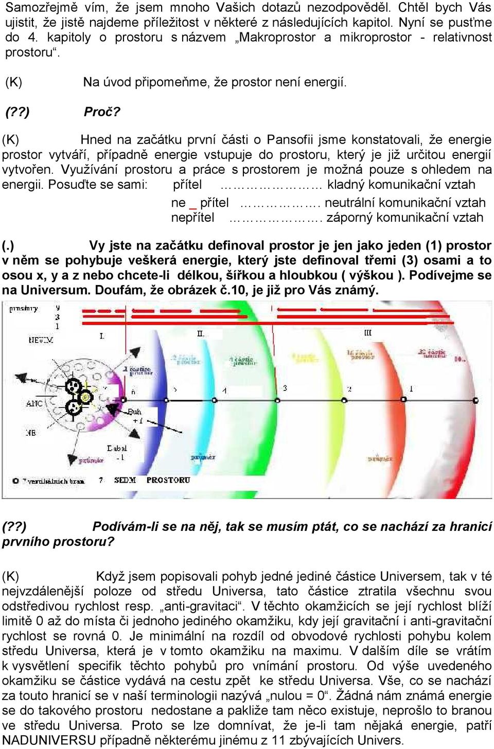 Hned na začátku první části o Pansofii jsme konstatovali, že energie prostor vytváří, případně energie vstupuje do prostoru, který je již určitou energií vytvořen.