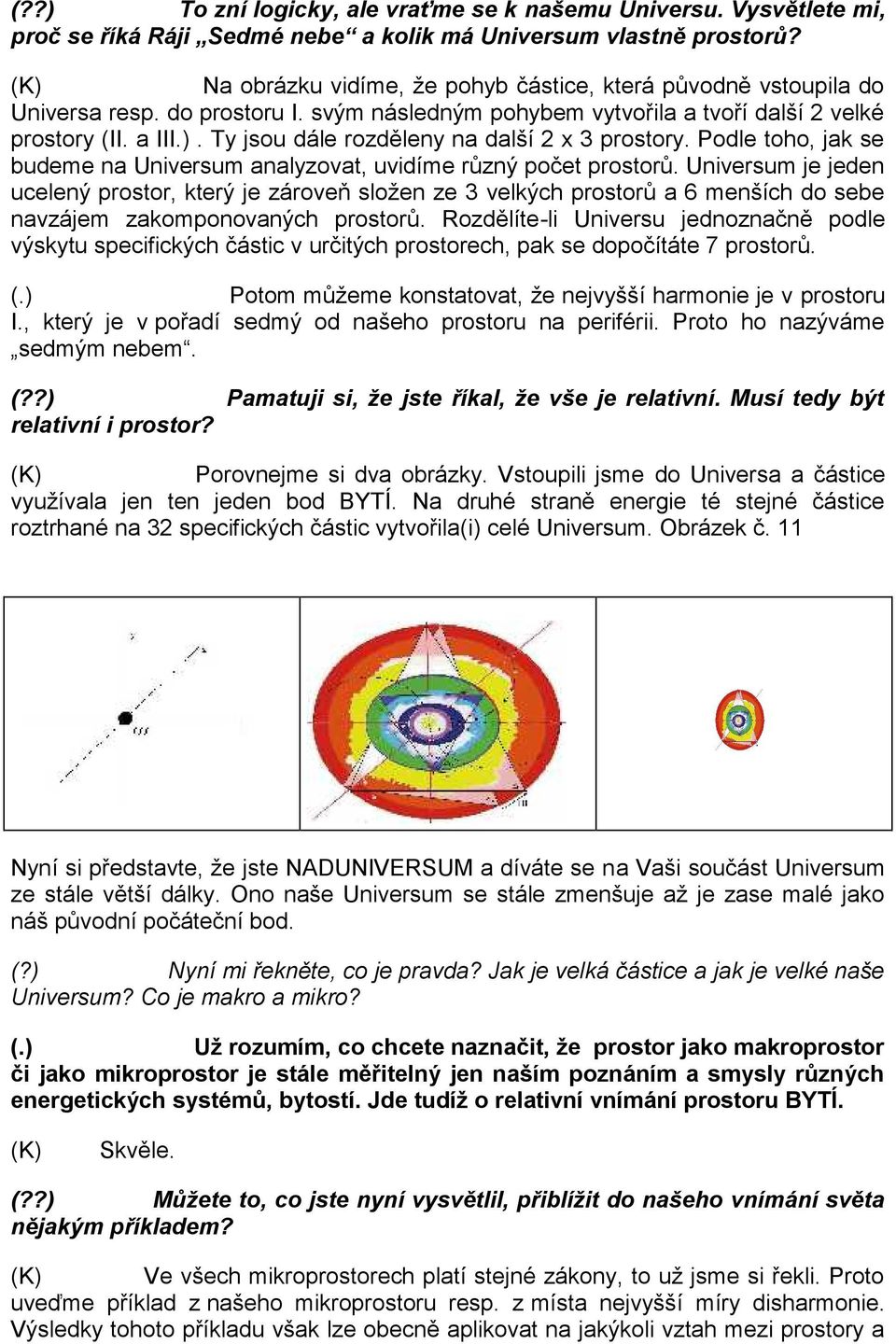 Ty jsou dále rozděleny na další 2 x 3 prostory. Podle toho, jak se budeme na Universum analyzovat, uvidíme různý počet prostorů.