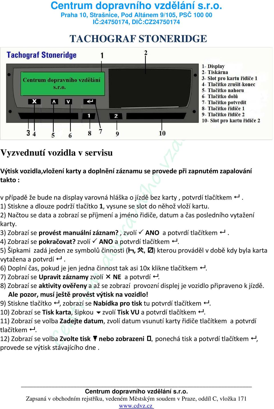 5) Šipkami zadá jeden ze symbolů činnosti (Ç, È, Å) kterou prováděl v době kdy byla karta vytažena a potvrdí. 6) Doplní čas, pokud je jen jedna činnost tak asi 10x klikne tlačítkem.