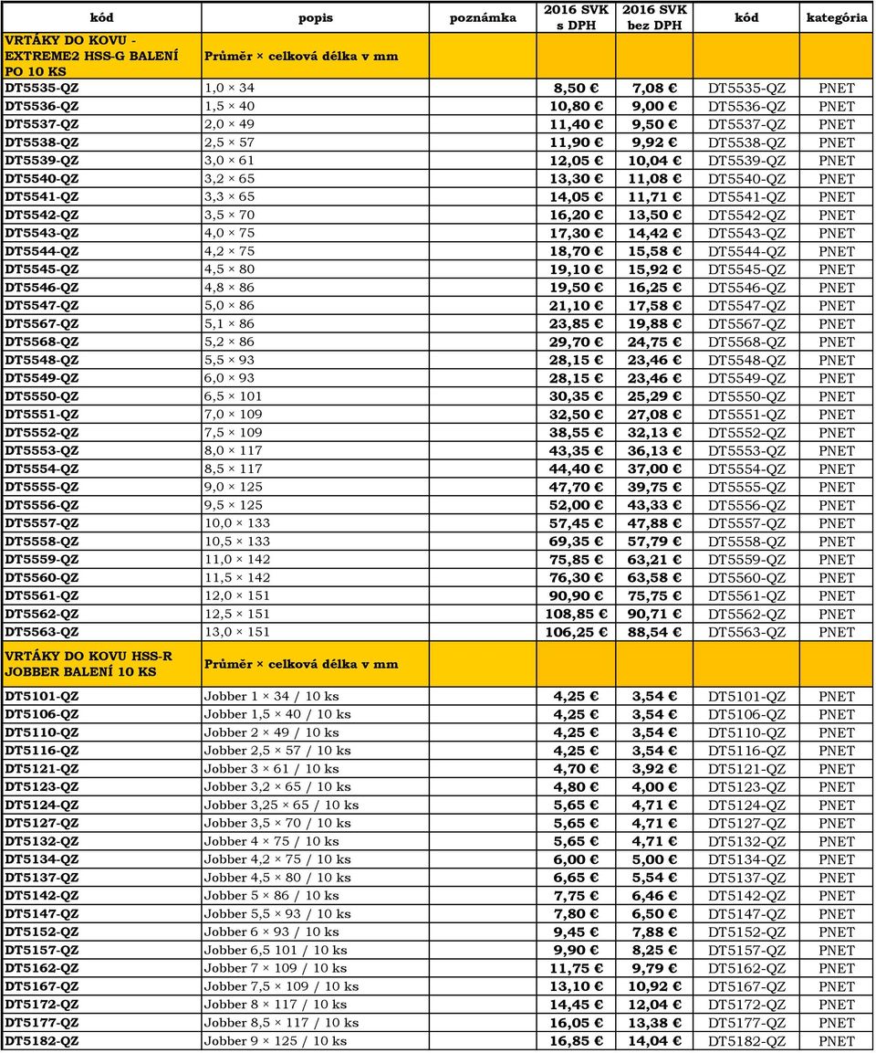 DT5542-QZ 3,5 70 16,20 13,50 DT5542-QZ PNET DT5543-QZ 4,0 75 17,30 14,42 DT5543-QZ PNET DT5544-QZ 4,2 75 18,70 15,58 DT5544-QZ PNET DT5545-QZ 4,5 80 19,10 15,92 DT5545-QZ PNET DT5546-QZ 4,8 86 19,50