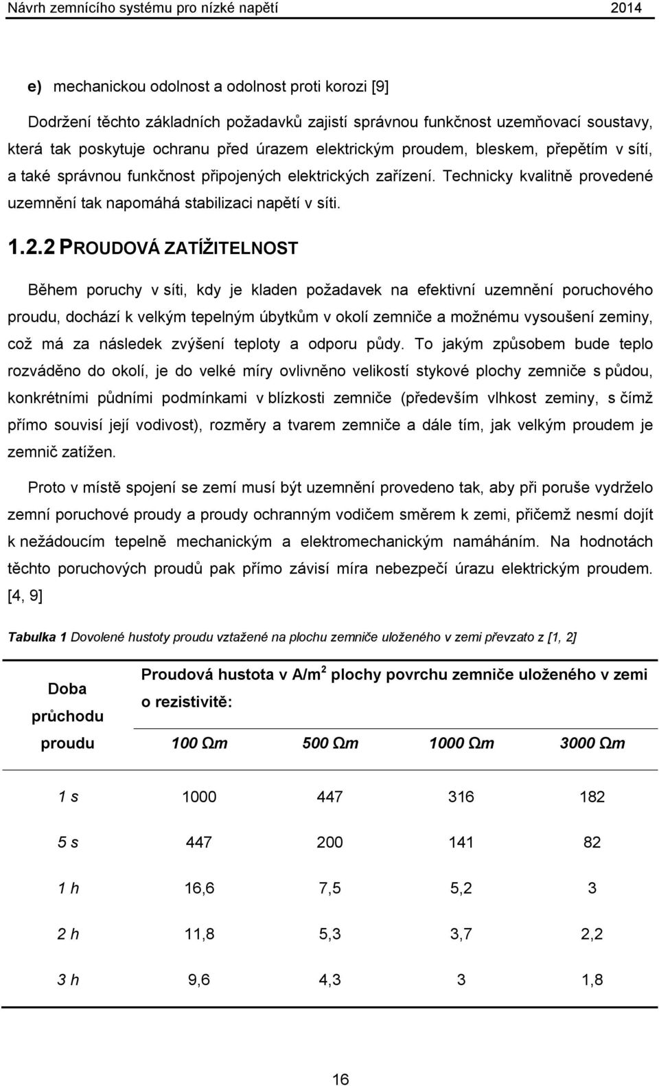 2 PROUDOVÁ ZATÍŽITELNOST Během poruchy v síti, kdy je kladen požadavek na efektivní uzemnění poruchového proudu, dochází k velkým tepelným úbytkům v okolí zemniče a možnému vysoušení zeminy, což má