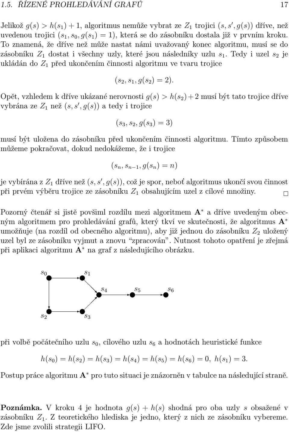 Tedy i uzel s 2 je ukládán do Z 1 před ukončením činnosti algoritmu ve tvaru trojice (s 2, s 1, g(s 2 ) = 2).
