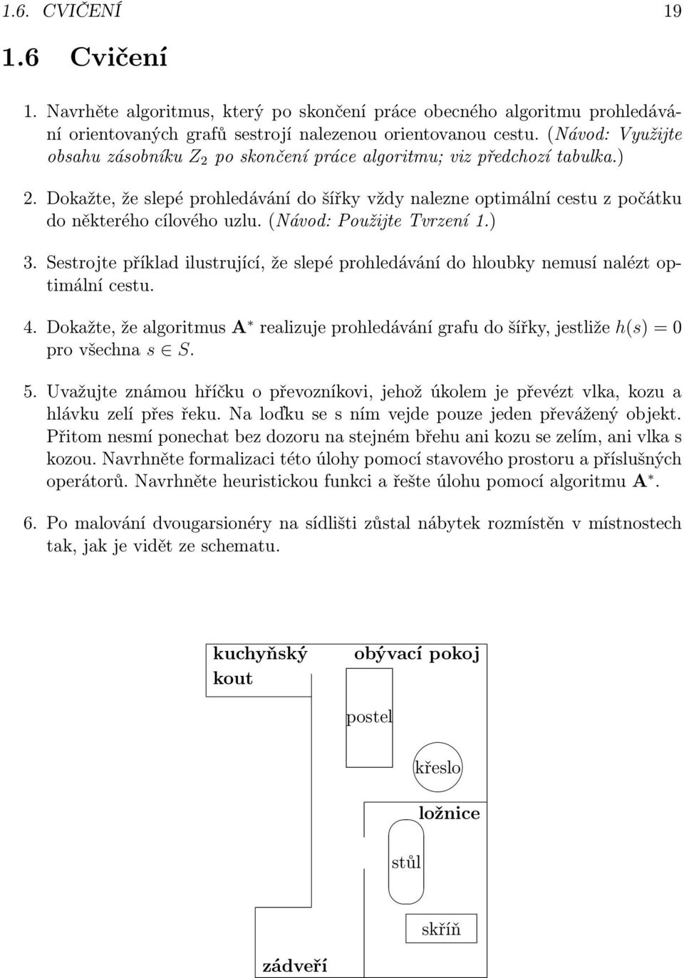 (Návod: Použijte Tvrzení 1.) 3. Sestrojte příklad ilustrující, že slepé prohledávání do hloubky nemusí nalézt optimální cestu. 4.
