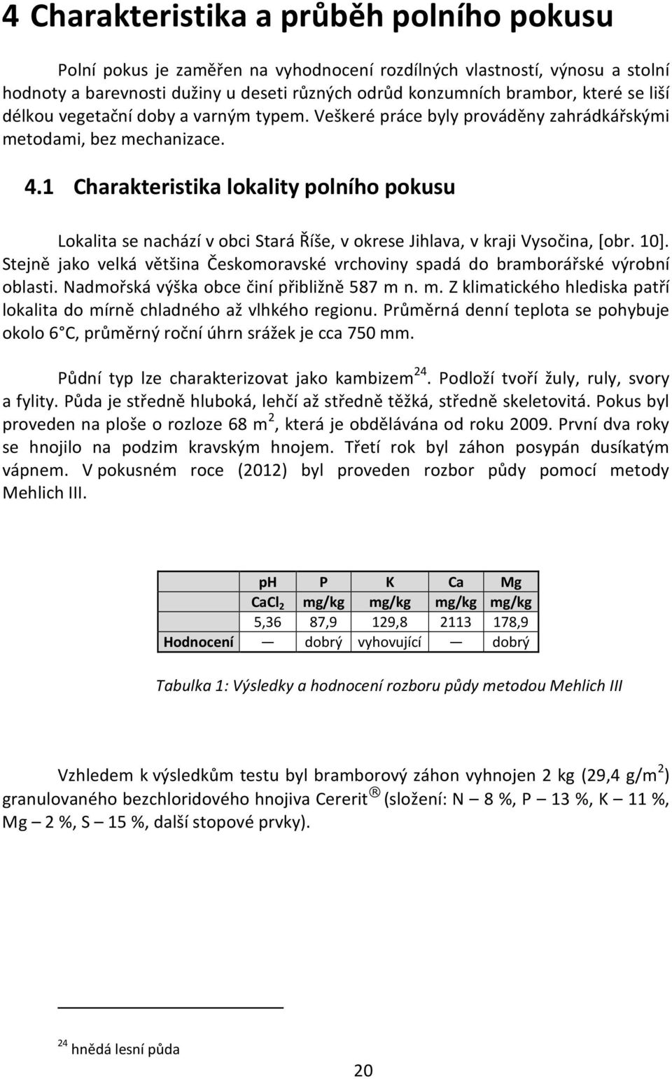 1 Charakteristika lokality polního pokusu Lokalita se nachází v obci Stará Říše, v okrese Jihlava, v kraji Vysočina, [obr. 10].