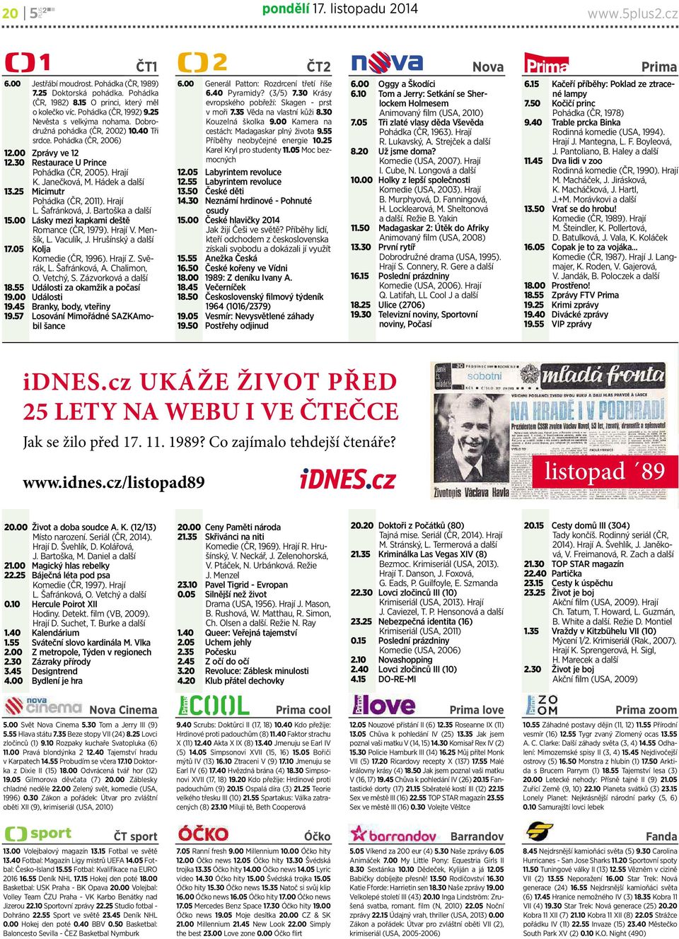 25 Micimutr Pohádka (ČR, 2011). Hrají L. Šafránková, J. Bartoškaadalší 15.00 Láskymezi kapkami deště Romance(ČR, 1979). Hrají V. Menšík, L. Vaculík, J. Hrušínskýadalší 17.05 Kolja Komedie (ČR, 1996).