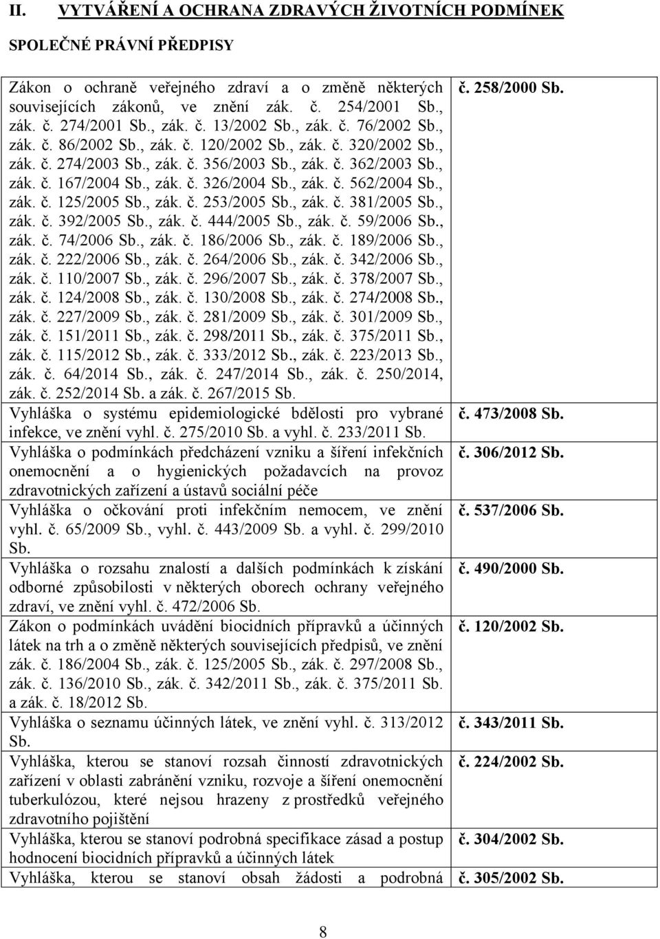 č. 253/2005, zák. č. 381/2005, zák. č. 392/2005, zák. č. 444/2005, zák. č. 59/2006, zák. č. 74/2006, zák. č. 186/2006, zák. č. 189/2006, zák. č. 222/2006, zák. č. 264/2006, zák. č. 342/2006, zák. č. 110/2007, zák.