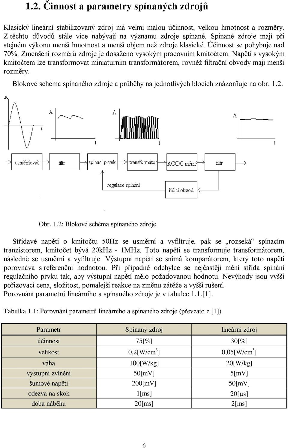 Napětí s vysokým kmitočtem lze transformovat miniaturním transformátorem, rovněţ filtrační obvody mají menší rozměry.