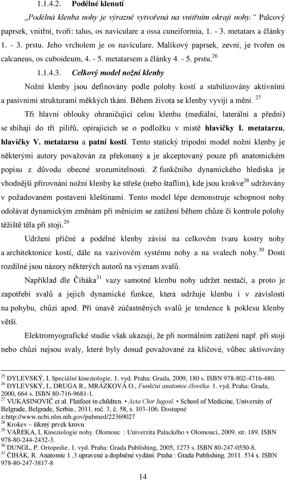 Celkový model nožní klenby Noţní klenby jsou definovány podle polohy kostí a stabilizovány aktivními a pasivními strukturami měkkých tkání. Během ţivota se klenby vyvíjí a mění.