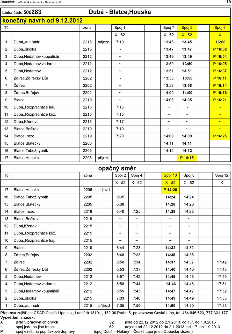 ~ 13:51 13:51 P 16:07 6 Ždírec,Ždírecký Důl 2202 ~ 13:55 13:55 P 16:11 7 Ždírec 2202 ~ 13:58 13:58 P 16:14 8 Ždírec,Bořejov 2202 ~ 14:00 14:00 P 16:16 9 Blatce 2219 ~ 14:05 14:05 P 16:21 10