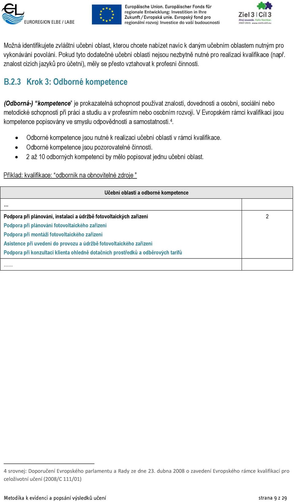 3 Krok 3: (Odborná-) kompetence je prokazatelná schopnost používat, a osobní, sociální nebo metodické schopnosti při práci a studiu a v profesním nebo osobním rozvoji.