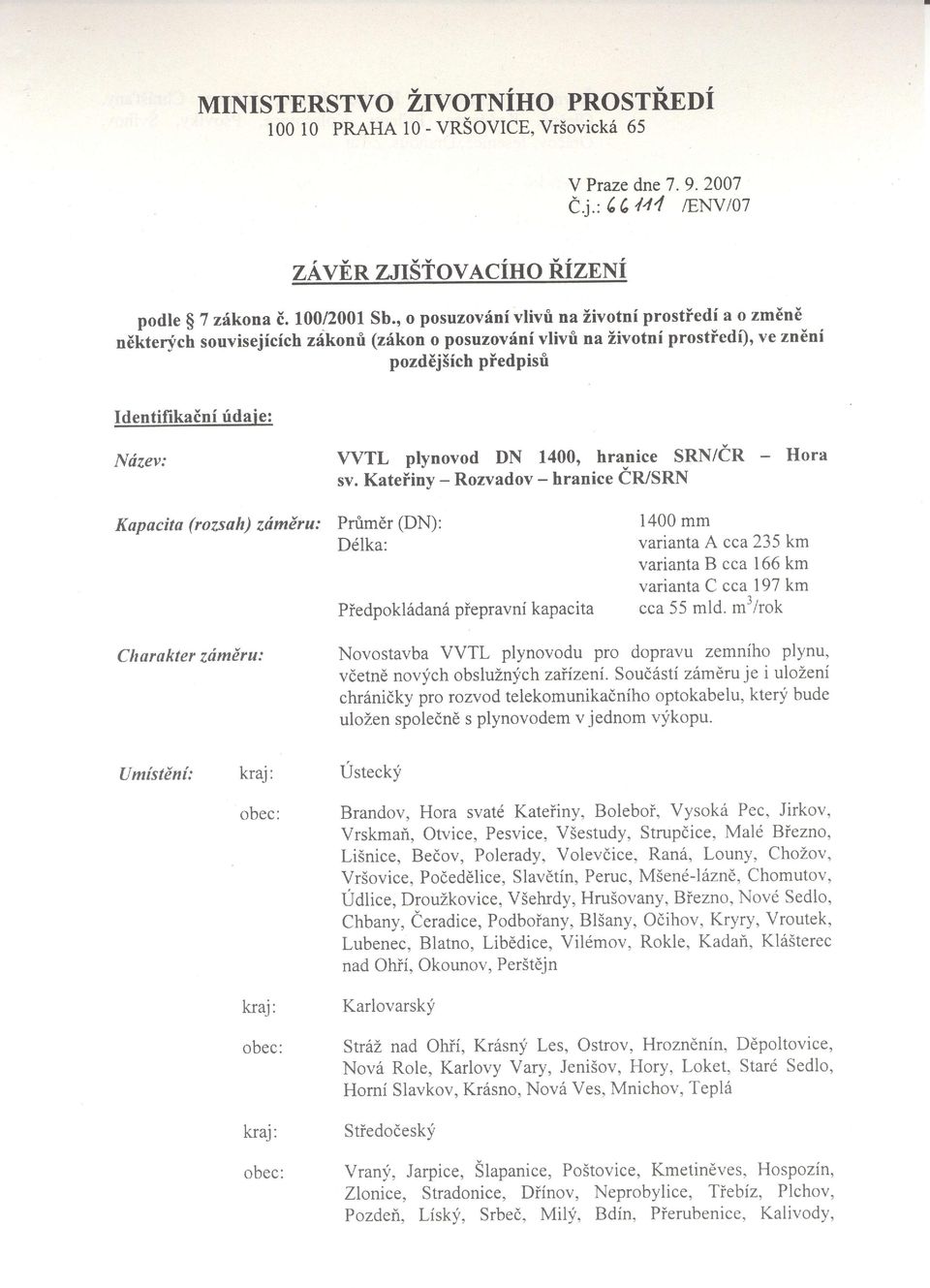plynovod DN 1400, hranice SRN/dR Hora sv.