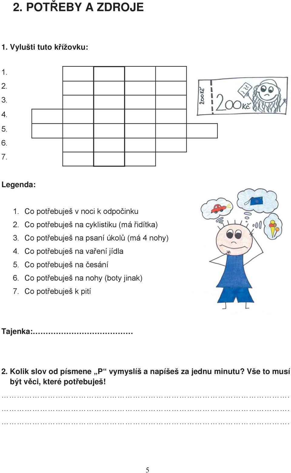 Co pot ebuješ na psaní úkol (má 4 nohy) 4. Co pot ebuješ na va ení jídla 5. Co pot ebuješ na esání 6.
