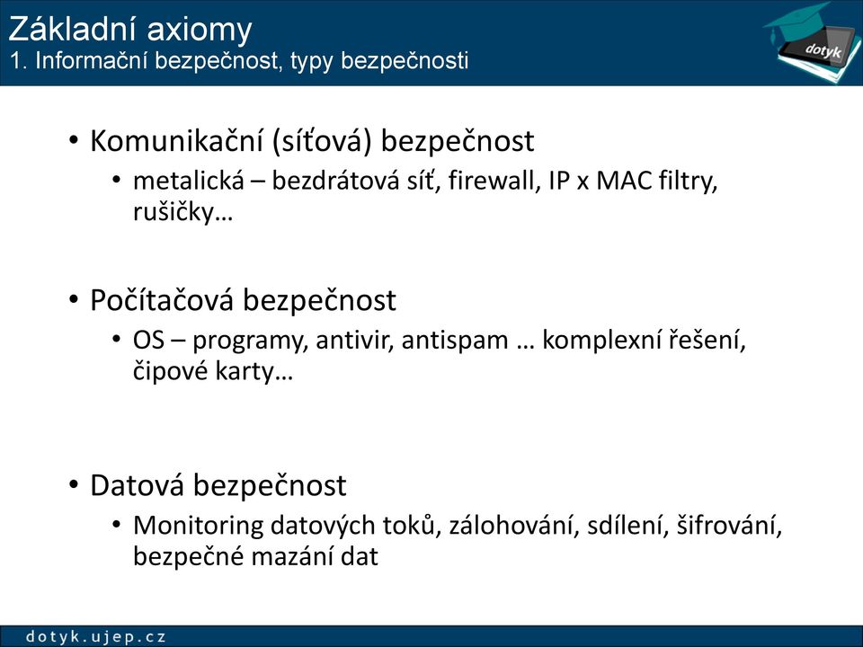 bezdrátová síť, firewall, IP x MAC filtry, rušičky Počítačová bezpečnost OS