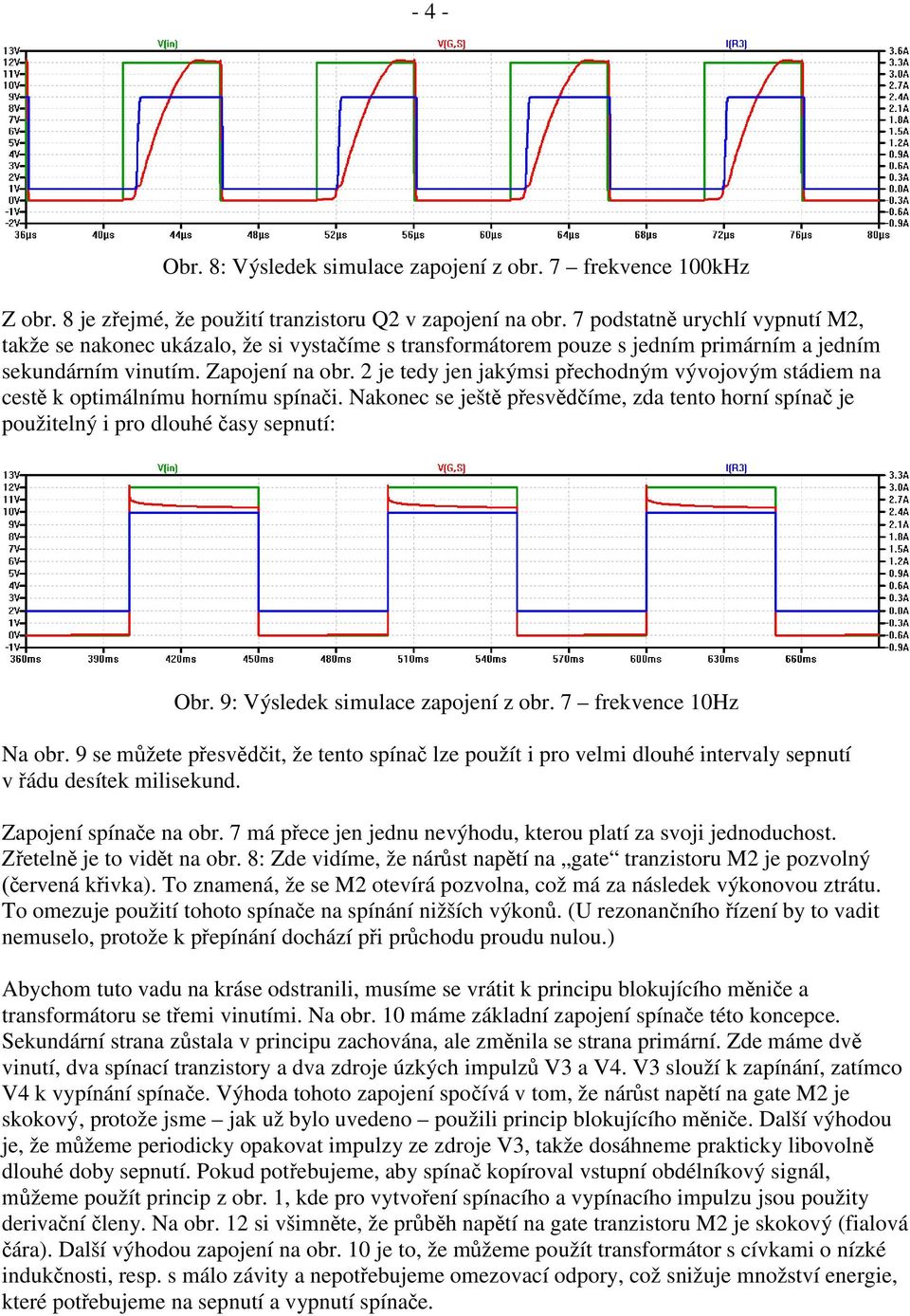 2 je tedy jen jakýmsi p echodným vývojovým stádiem na cest k optimálnímu hornímu spína i. Nakonec se ješt p esv íme, zda tento horní spína je použitelný i pro dlouhé asy sepnutí: Obr.