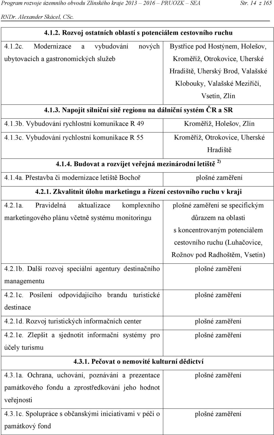 Vsetín, Zlín 4.1.3. Napojit silniční sítě regionu na dálniční systém ČR a SR 4.1.3b. Vybudování rychlostní komunikace R 49 Kroměříž, Holešov, Zlín 4.1.3c.