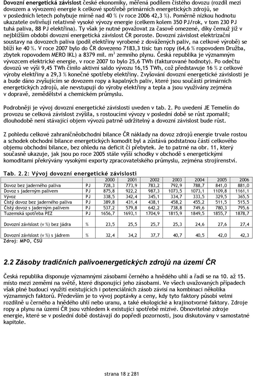 Ty však je nutné považovat za časově omezené, díky čemuž již v nejbližším období dovozní energetická závislost ČR poroste.